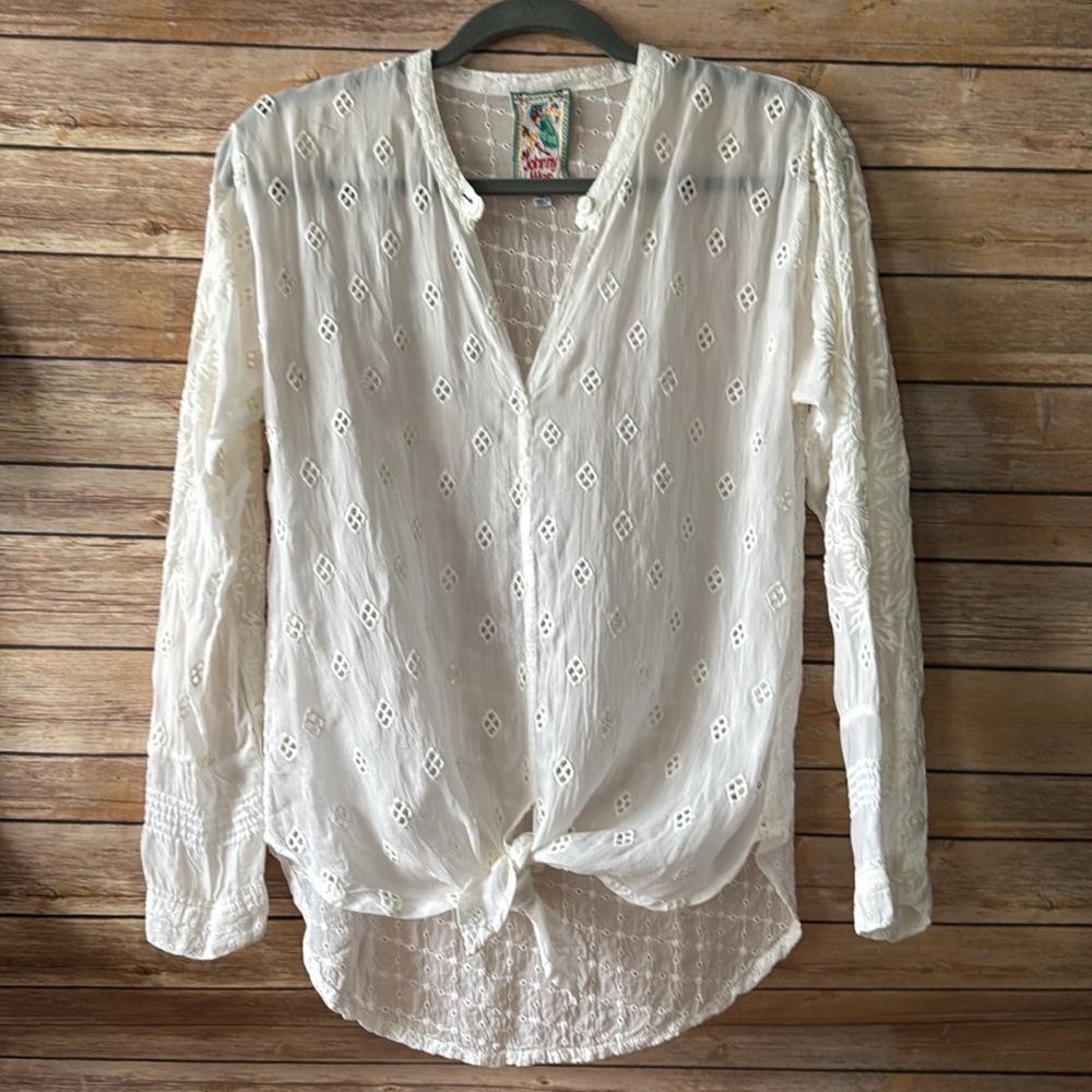 Johnny Was White Embroidered Women's Top